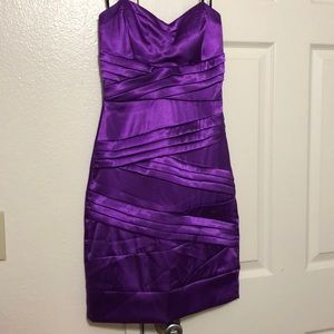 Purple Shiny Strapless Dress